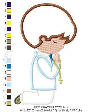 Praying Boy embroidery designs - Girl embroidery design machine embroidery pattern - First Communion embroidery file - Christening religious Marcia Embroidery