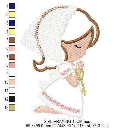Praying Boy embroidery designs - Girl embroidery design machine embroidery pattern - First Communion embroidery file - Christening religious Marcia Embroidery