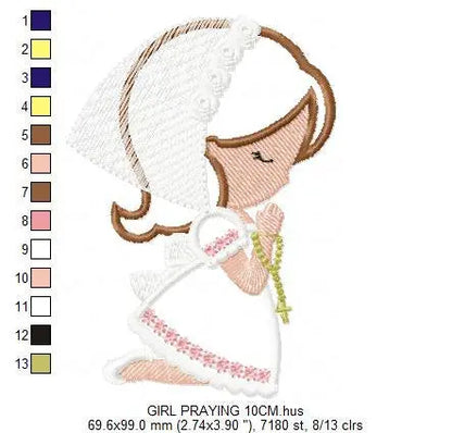 Praying Boy embroidery designs - Girl embroidery design machine embroidery pattern - First Communion embroidery file - Christening religious Marcia Embroidery