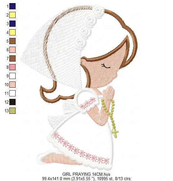 Praying Boy embroidery designs - Girl embroidery design machine embroidery pattern - First Communion embroidery file - Christening religious Marcia Embroidery