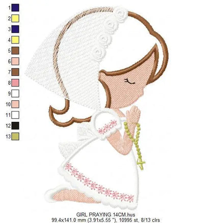 Praying Boy embroidery designs - Girl embroidery design machine embroidery pattern - First Communion embroidery file - Christening religious Marcia Embroidery