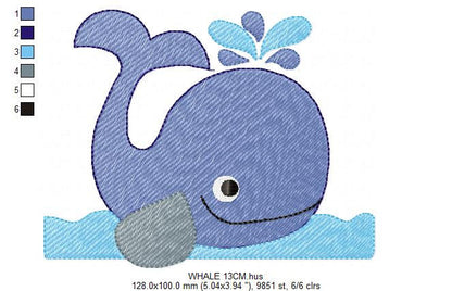 Whale embroidery designs - Fish embroidery design machine embroidery pattern - Ocean embroidery file - sea animal embroidery whale design