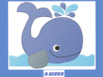 Whale embroidery designs - Fish embroidery design machine embroidery pattern - Ocean embroidery file - sea animal embroidery whale design