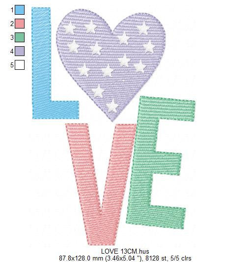 Love embroidery design - Heart embroidery designs machine embroidery pattern - Love word embroidery file - wedding couple instant download