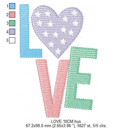 Love embroidery design - Heart embroidery designs machine embroidery pattern - Love word embroidery file - wedding couple instant download