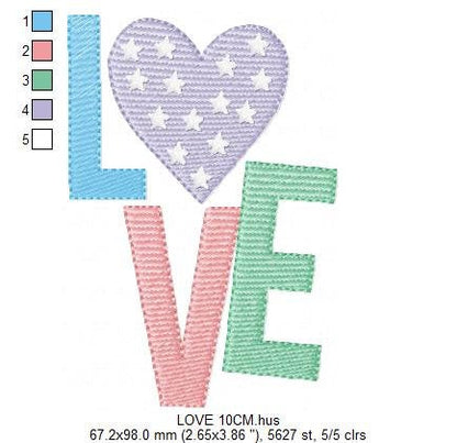 Love embroidery design - Heart embroidery designs machine embroidery pattern - Love word embroidery file - wedding couple instant download