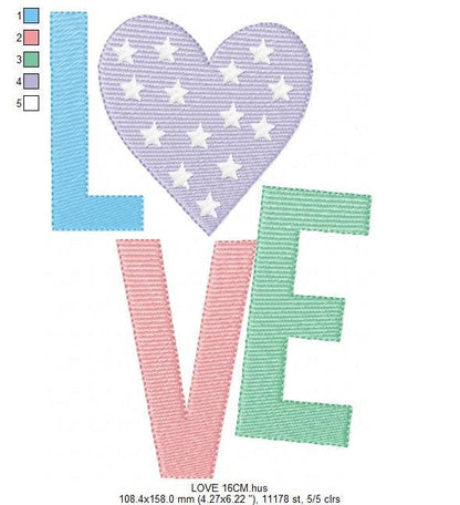 Love embroidery design - Heart embroidery designs machine embroidery pattern - Love word embroidery file - wedding couple instant download