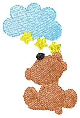Bear embroidery designs - Cloud embroidery design machine embroidery pattern - bear applique design - Teddy embroidery sky embroidery stars Marcia Embroidery