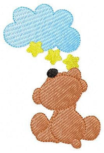 Bear embroidery designs - Cloud embroidery design machine embroidery pattern - bear applique design - Teddy embroidery sky embroidery stars