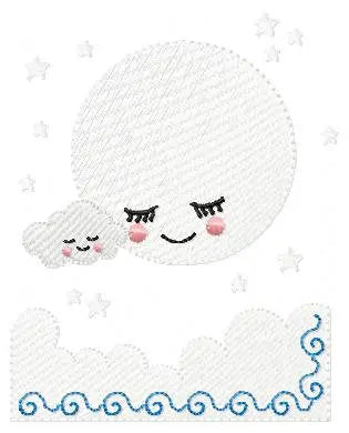 Cloud embroidery design - Moon embroidery design machine embroidery pattern - baby boy embroidery file - night sky embroidery filled design Marcia Embroidery