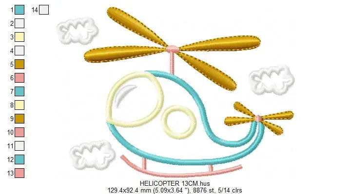 Helicopter embroidery designs - Chopper embroidery design machine embroidery pattern - Helicopter applique design boy embroidery file sky Marcia Embroidery