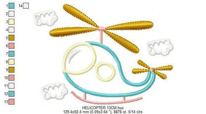 Helicopter embroidery designs - Chopper embroidery design machine embroidery pattern - Helicopter applique design boy embroidery file sky Marcia Embroidery