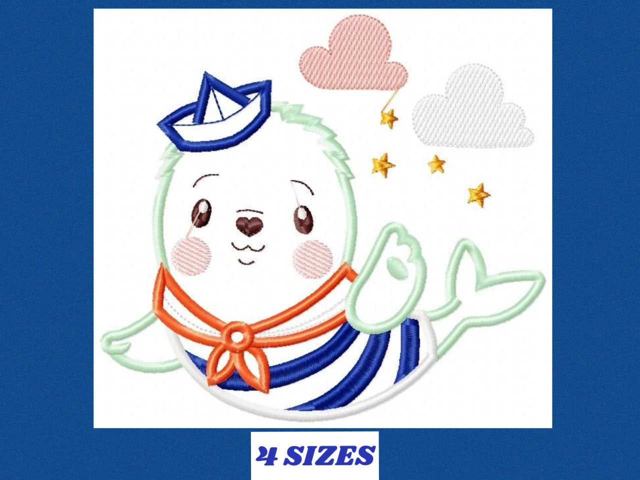 Seal embroidery designs - Sailor embroidery design machine embroidery pattern - children embroidery file - seal applique design baby boy