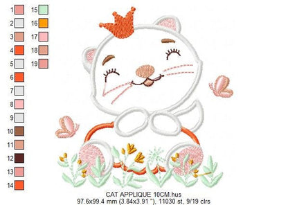 Cat embroidery design - Animal embroidery designs machine embroidery pattern - Kitty embroidery file - girl embroidery cat applique design