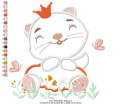 Cat embroidery design - Animal embroidery designs machine embroidery pattern - Kitty embroidery file - girl embroidery cat applique design