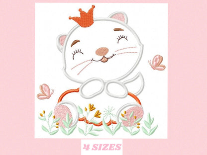 Cat embroidery design - Animal embroidery designs machine embroidery pattern - Kitty embroidery file - girl embroidery cat applique design