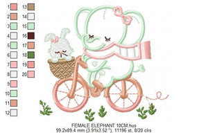 Elephant embroidery designs - Safari embroidery design machine embroidery pattern - Animal embroidery file - elephant applique bicycle bike