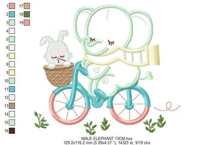 Elephant embroidery designs - Safari embroidery design machine embroidery pattern - Animal embroidery file - elephant applique bicycle bike Marcia Embroidery
