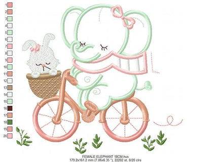 Elephant embroidery designs - Safari embroidery design machine embroidery pattern - Animal embroidery file - elephant applique bicycle bike Marcia Embroidery