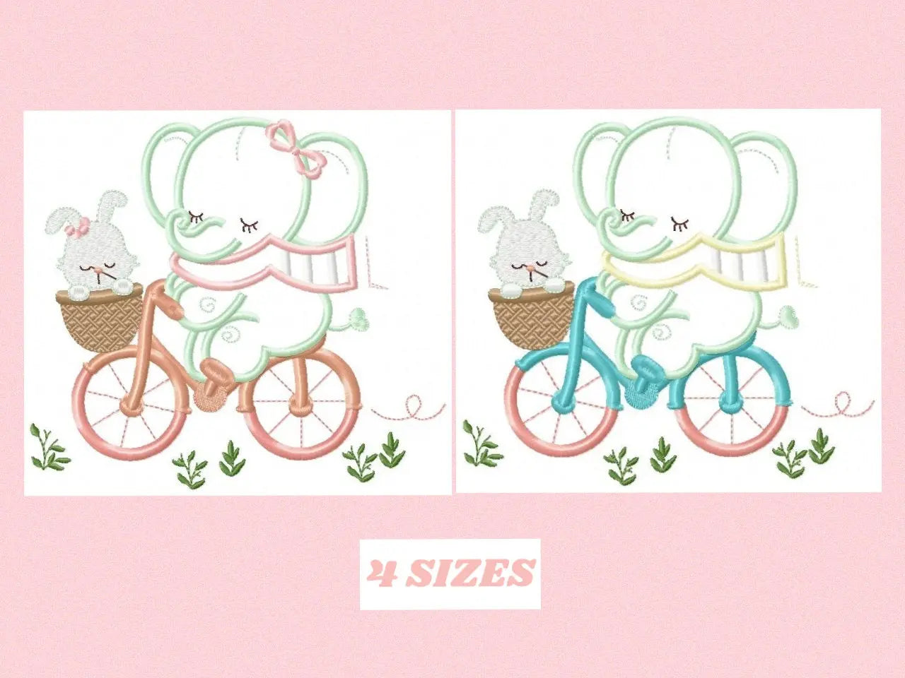 Elephant embroidery designs - Safari embroidery design machine embroidery pattern - Animal embroidery file - elephant applique bicycle bike Marcia Embroidery
