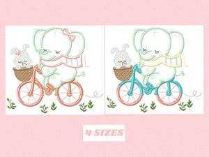 Elephant embroidery designs - Safari embroidery design machine embroidery pattern - Animal embroidery file - elephant applique bicycle bike