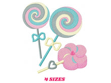 Load image into Gallery viewer, Lollipop embroidery designs - Candy embroidery design machine embroidery pattern - Dessert embroidery file lollipop design candy design kids
