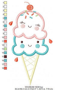 Ice cream embroidery designs - Candy embroidery design machine embroidery pattern - Dessert embroidery file - icecream cone applique design