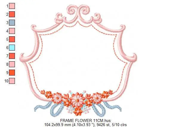 Frame embroidery designs - Flower embroidery design machine embroidery pattern - roses embroidery file - monogram frame applique design Marcia Embroidery