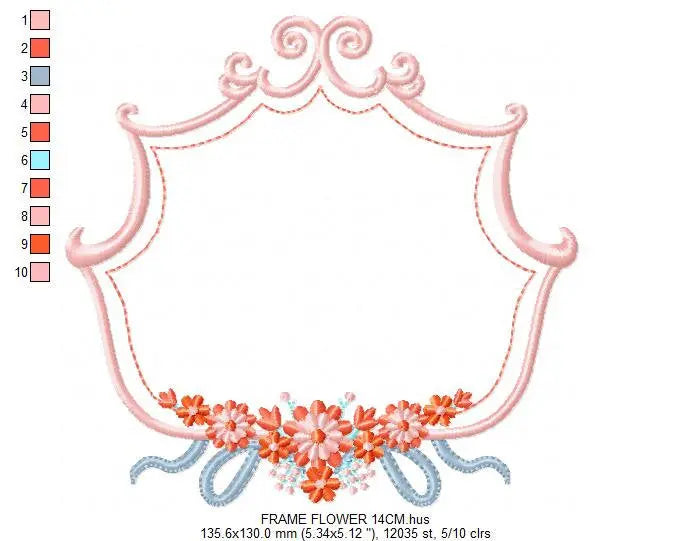 Frame embroidery designs - Flower embroidery design machine embroidery pattern - roses embroidery file - monogram frame applique design Marcia Embroidery