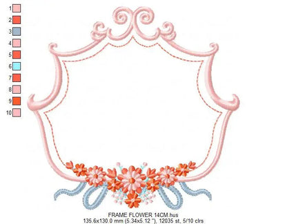 Frame embroidery designs - Flower embroidery design machine embroidery pattern - roses embroidery file - monogram frame applique design Marcia Embroidery