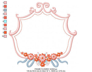 Frame embroidery designs - Flower embroidery design machine embroidery pattern - roses embroidery file - monogram frame applique design