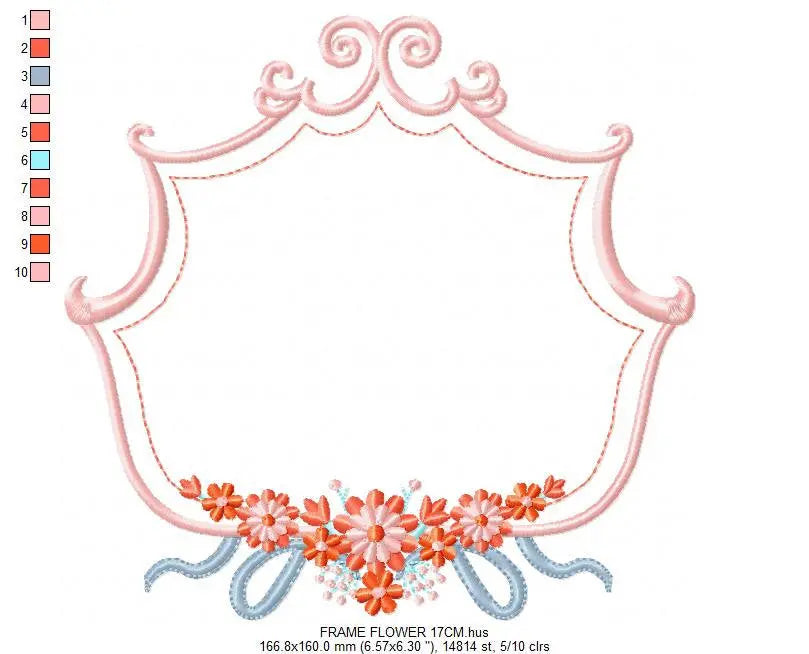 Frame embroidery designs - Flower embroidery design machine embroidery pattern - roses embroidery file - monogram frame applique design Marcia Embroidery