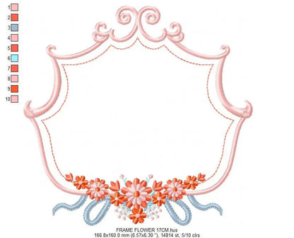 Frame embroidery designs - Flower embroidery design machine embroidery pattern - roses embroidery file - monogram frame applique design Marcia Embroidery