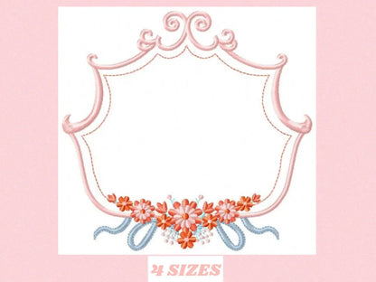 Frame embroidery designs - Flower embroidery design machine embroidery pattern - roses embroidery file - monogram frame applique design Marcia Embroidery
