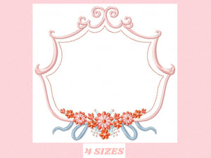 Frame embroidery designs - Flower embroidery design machine embroidery pattern - roses embroidery file - monogram frame applique design