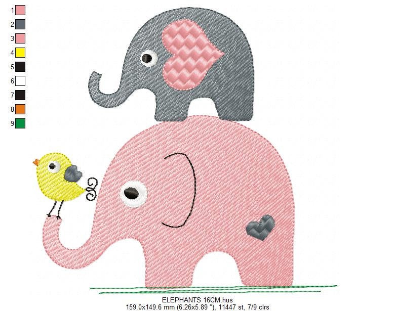 Elephant embroidery designs - Safari Animals embroidery design machine embroidery pattern - Newborn embroidery file - instant download pes