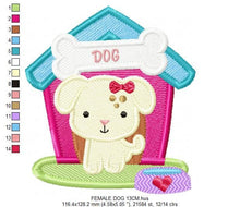 Charger l&#39;image dans la galerie, Dog embroidery designs - Doghouse embroidery design machine embroidery pattern - boy kid embroidery file dog design - Dog house baby girl
