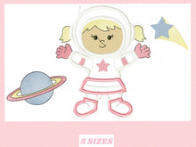 Cargar imagen en el visor de la galería, Astronaut embroidery designs - Girl embroidery design machine embroidery pattern - Space embroidery file - Rocket embroidery applique design
