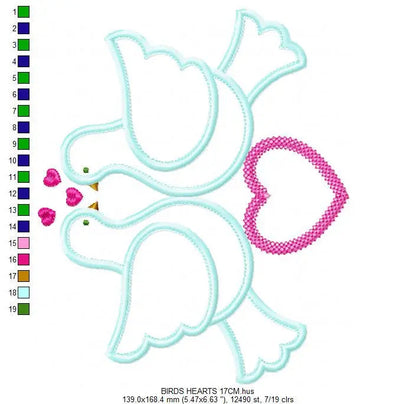 Love pigeons embroidery designs - Bird embroidery design machine embroidery pattern - Bird applique design - love birds embroidery download Marcia Embroidery