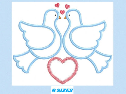 Love pigeons embroidery designs - Bird embroidery design machine embroidery pattern - Bird applique design - love birds embroidery download Marcia Embroidery