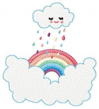 Cargar imagen en el visor de la galería, Cloud embroidery design - rainbow embroidery designs machine embroidery pattern - baby girl embroidery file - rain embroidery sky embroidery
