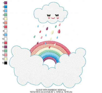 Cloud embroidery design - rainbow embroidery designs machine embroidery pattern - baby girl embroidery file - rain embroidery sky embroidery Marcia Embroidery