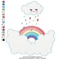 Cargar imagen en el visor de la galería, Cloud embroidery design - rainbow embroidery designs machine embroidery pattern - baby girl embroidery file - rain embroidery sky embroidery
