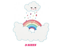 Charger l&#39;image dans la galerie, Cloud embroidery design - rainbow embroidery designs machine embroidery pattern - baby girl embroidery file - rain embroidery sky embroidery
