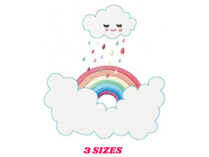 Cloud embroidery design - rainbow embroidery designs machine embroidery pattern - baby girl embroidery file - rain embroidery sky embroidery