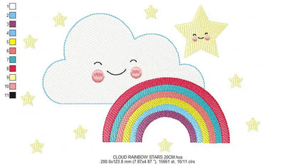 Cloud embroidery design - rainbow embroidery designs machine embroidery pattern - sky embroidery file - kid embroidery rainbow fill stitch Marcia Embroidery