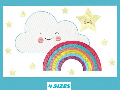 Cloud embroidery design - rainbow embroidery designs machine embroidery pattern - sky embroidery file - kid embroidery rainbow fill stitch Marcia Embroidery