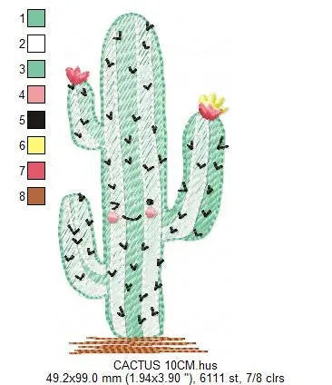 Cactus embroidery designs - Succulent embroidery design machine embroidery pattern - Mexican cactus design - plant embroidery file desert Marcia Embroidery