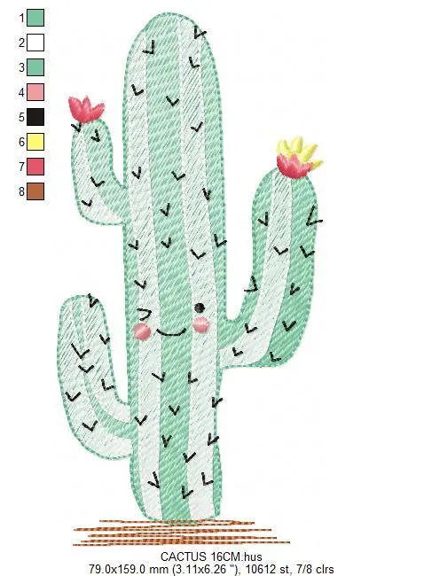 Cactus embroidery designs - Succulent embroidery design machine embroidery pattern - Mexican cactus design - plant embroidery file desert Marcia Embroidery