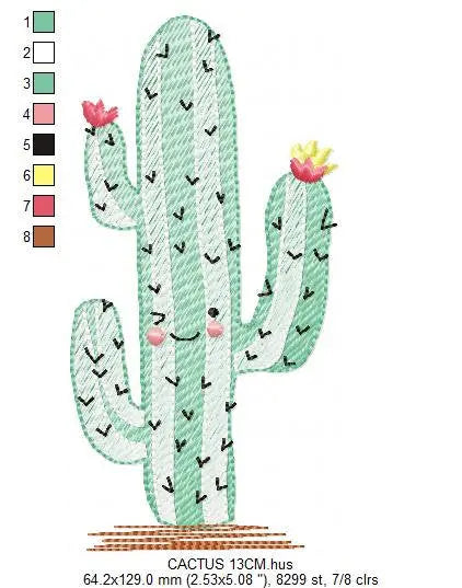 Cactus embroidery designs - Succulent embroidery design machine embroidery pattern - Mexican cactus design - plant embroidery file desert Marcia Embroidery